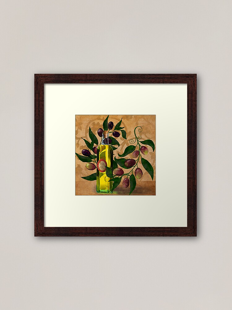 Olives And Italian Olive Oil Still Life Kitchen Art Framed Art