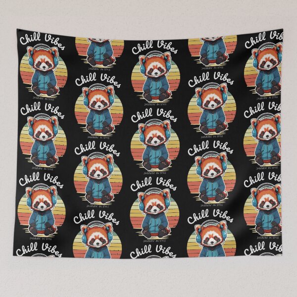 Item preview, Chill Vibes | Red Panda with headphones enjoying music designed and sold by trendparrot.