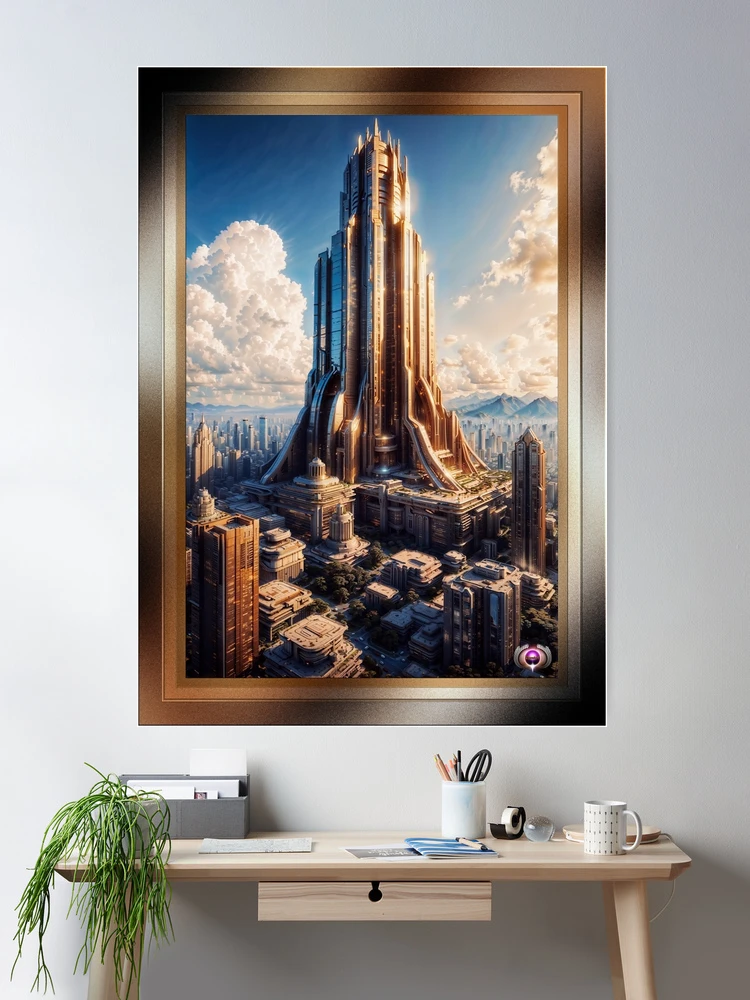 Baeden Tower Mesmerizing AI Concept Art Portrait by Xzendor7 Room Decor Poster Art Print