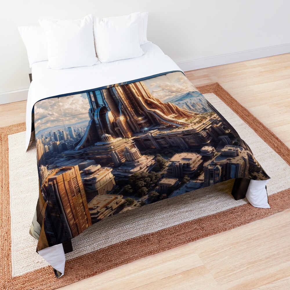 Baeden Tower Mesmerizing AI Concept Art Portrait by Xzendor7 Decorative Comforter
