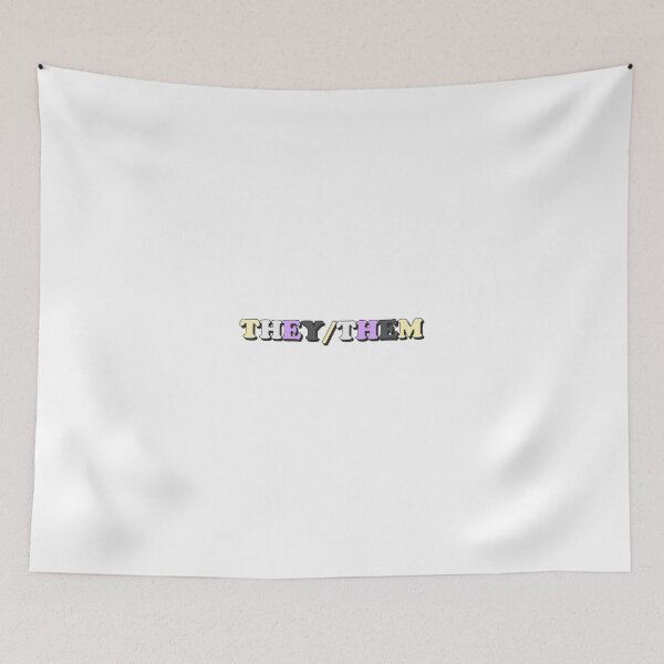 Item preview, they/them nonbinary pride flag pronouns designed and sold by wordswithfonts.