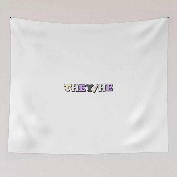 Item preview, they/he nonbinary pride flag pronouns designed and sold by wordswithfonts.