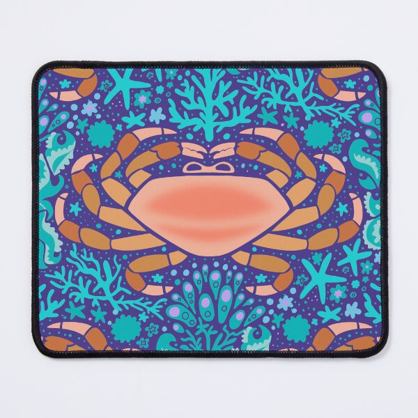 Item preview, Crabs on a coral reef- teal, green, orange, ochre designed and sold by naomibroudo.