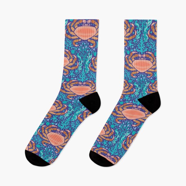 Item preview, Crabs on a coral reef- teal, green, orange, ochre designed and sold by naomibroudo.