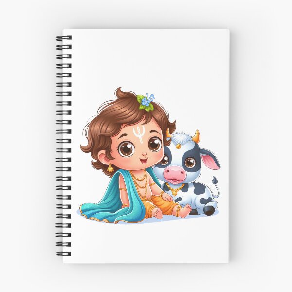 Artikelvorschau, Baby Krishna mit Babykuh, süße Krishna-Kalbskunst entworfen und verkauft von Kondi-Art.