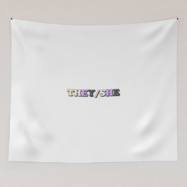 Item preview, they/she nonbinary pride flag pronouns designed and sold by wordswithfonts.