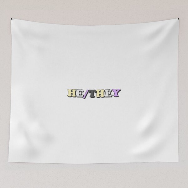 Item preview, he/they nonbinary pride flag pronouns designed and sold by wordswithfonts.