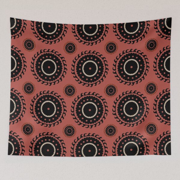 Item preview, Suzani inspired motifs in Rust and eggshell designed and sold by naomibroudo.