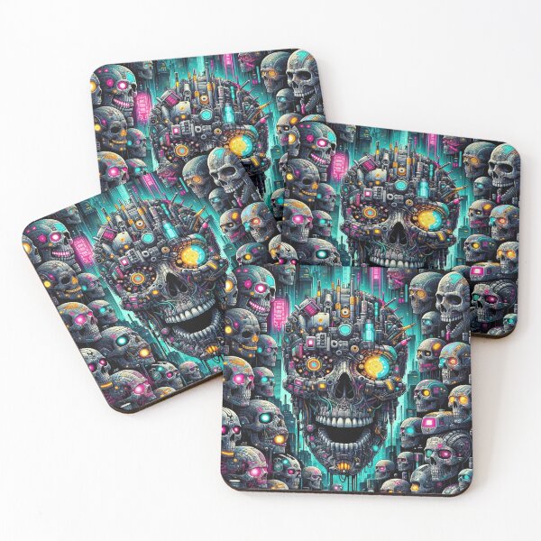 Item preview, Cyberpunk Skulls Pattern Print designed and sold by PinUpPizzazz.