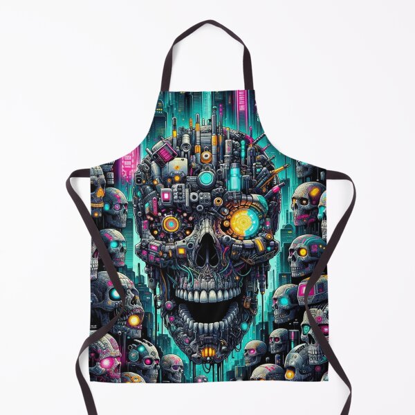 Item preview, Cyberpunk Skulls Pattern Print designed and sold by PinUpPizzazz.