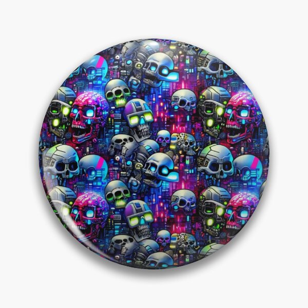 Item preview, Cyberpunk Skulls Pattern Print designed and sold by PinUpPizzazz.