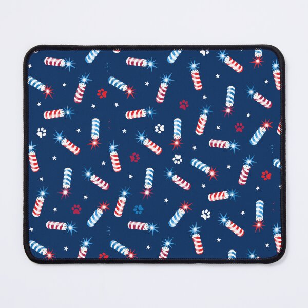 Item preview, pawtriotic party – fireworks and paw prints on deep blue designed and sold by colorofmagic.