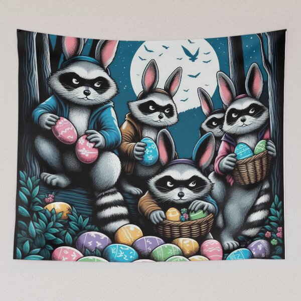 Item preview, Bandit raccoons steal Easter eggs from someone else's nest Easter Funny animals designed and sold by Expressions-Sel.
