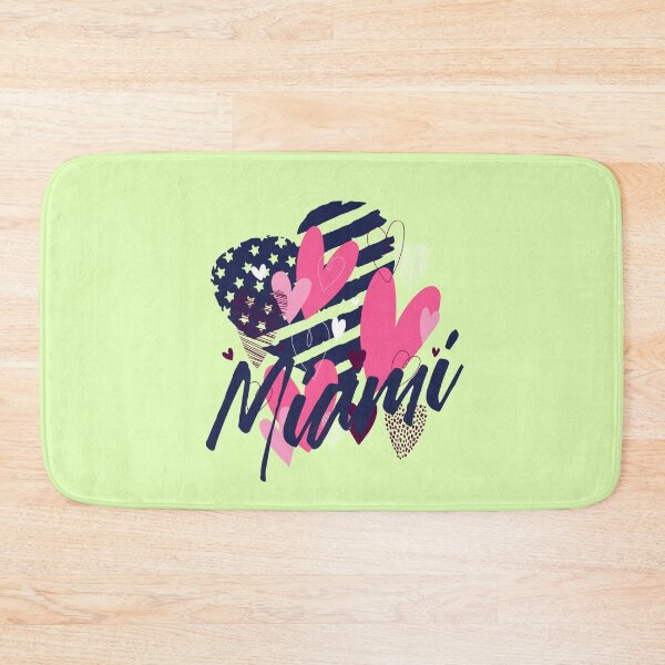 Item preview, Miami lettering with USA flag in heart shape designed and sold by Ecmoprints.