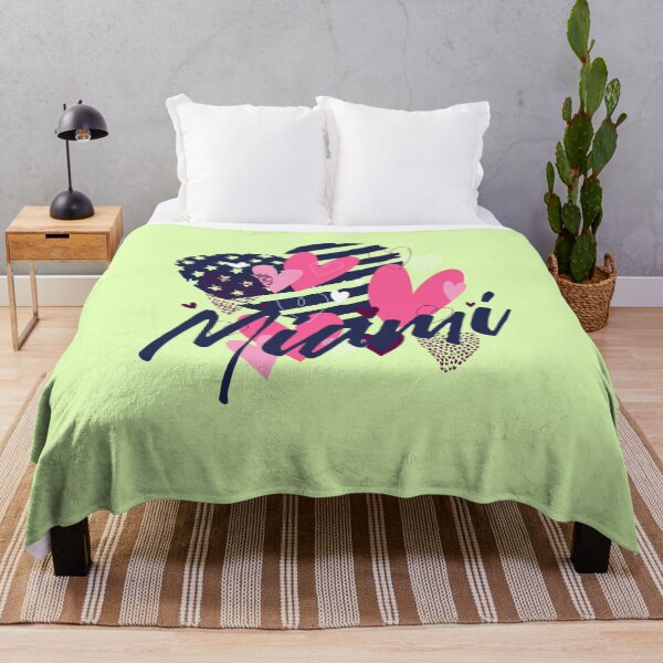 Item preview, Miami lettering with USA flag in heart shape designed and sold by Ecmoprints.