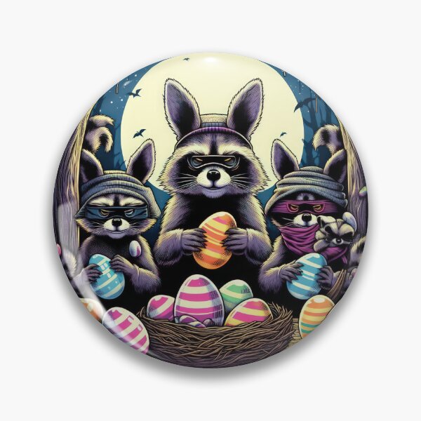 Item preview, Raccoon bandits steal Easter eggs Easter Funny animals designed and sold by Expressions-Sel.
