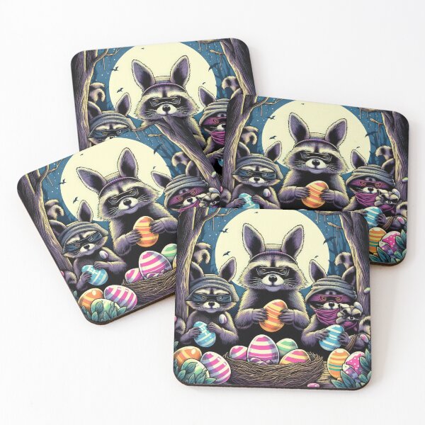 Item preview, Raccoon bandits steal Easter eggs Easter Funny animals designed and sold by Expressions-Sel.