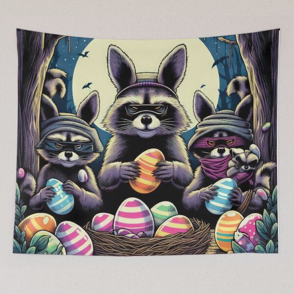 Item preview, Raccoon bandits steal Easter eggs Easter Funny animals designed and sold by Expressions-Sel.