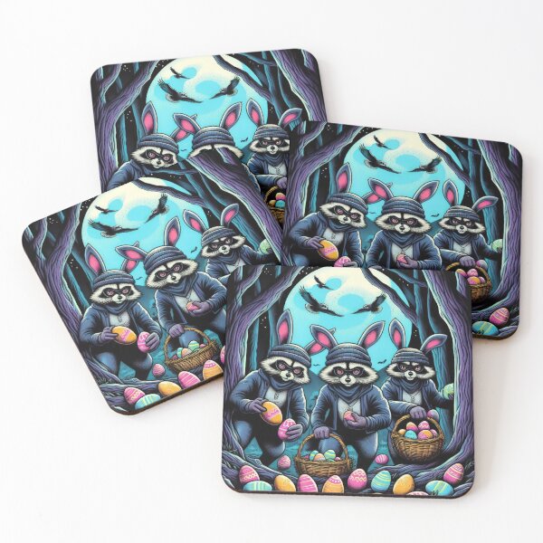 Item preview, Easter Funny animals Raccoon bandits steal Easter eggs  designed and sold by Expressions-Sel.