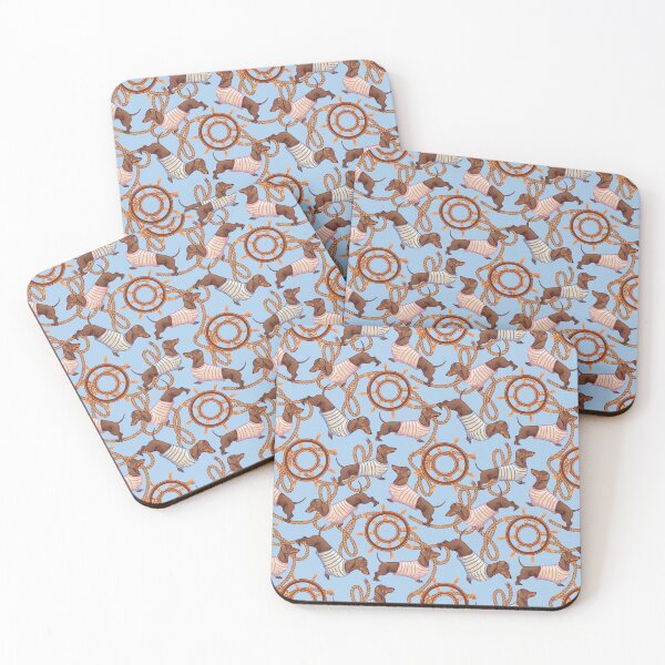 Item preview, Dachshund sailor captain, helm and sea rope Pattern. Sea pattern designed and sold by Deepness2023.