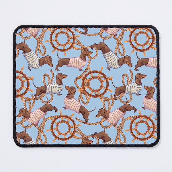 Item preview, Dachshund sailor captain, helm and sea rope Pattern. Sea pattern designed and sold by Deepness2023.