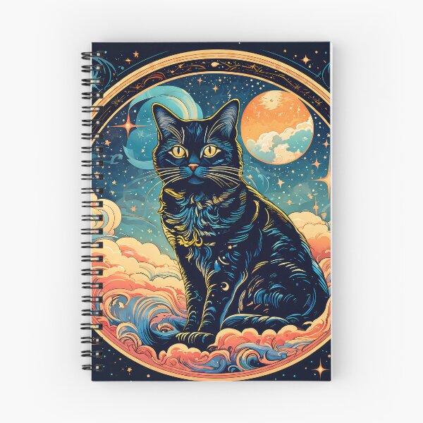 Item preview, Cat with celestial background retro tarot inspired design designed and sold by DesireeVDA.