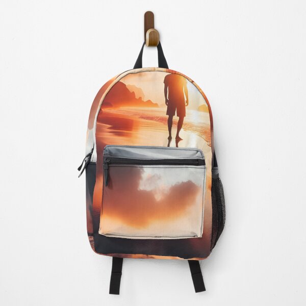 Item preview, a man stands on the beach and looks at the setting sun designed and sold by bernhagen.