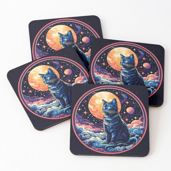 Item preview, Cat with celestial background retro tarot inspired design designed and sold by DesireeVDA.