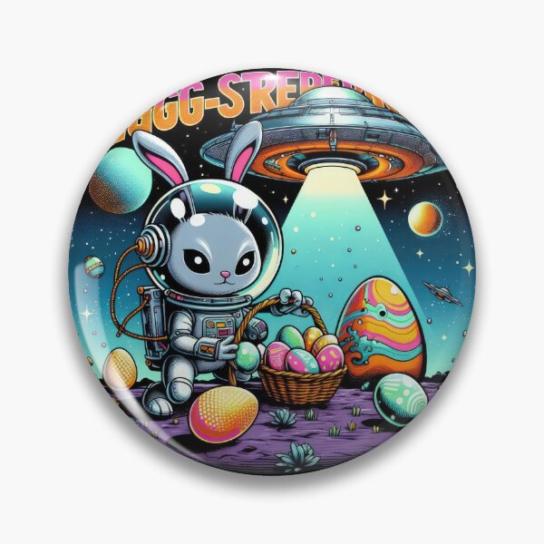 Item preview, ufo rabbit in a space suit collects easter eggs  Easter Funny animals  designed and sold by Expressions-Sel.