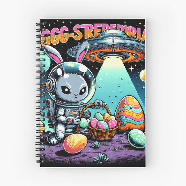 Item preview, ufo rabbit in a space suit collects easter eggs  Easter Funny animals  designed and sold by Expressions-Sel.