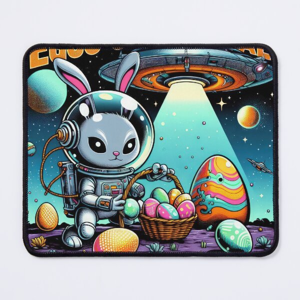 Item preview, ufo rabbit in a space suit collects easter eggs Easter Funny animals designed and sold by Expressions-Sel.