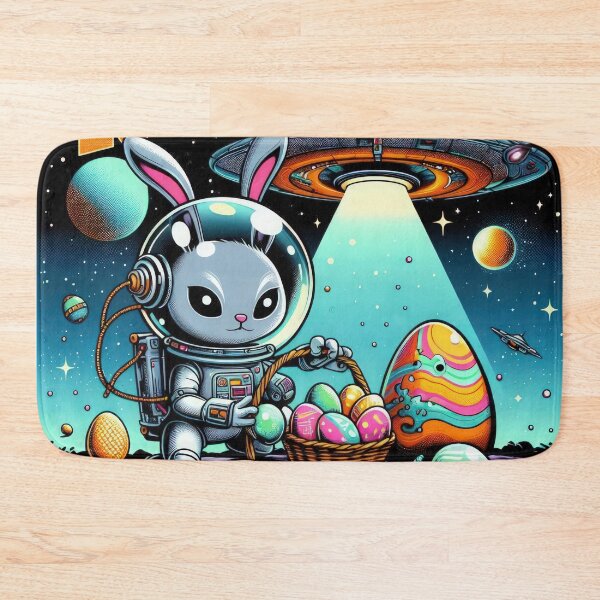 Item preview, ufo rabbit in a space suit collects easter eggs  Easter Funny animals  designed and sold by Expressions-Sel.
