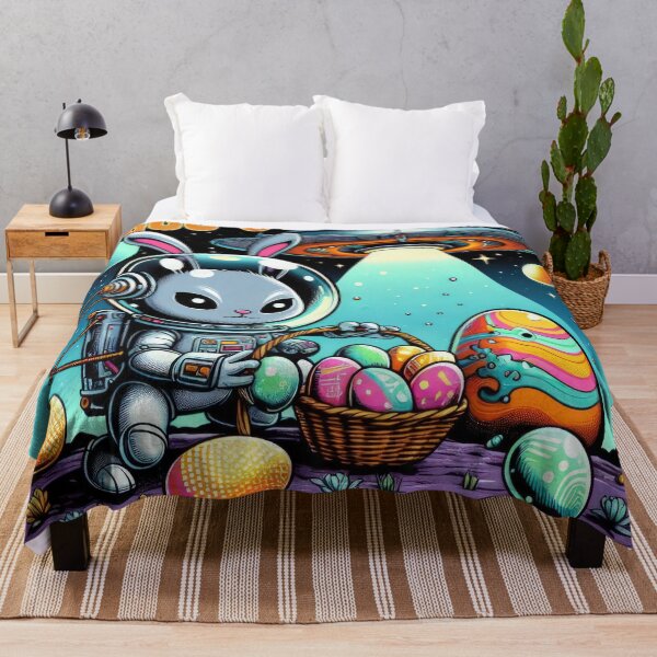 Item preview, ufo rabbit in a space suit collects easter eggs  Easter Funny animals  designed and sold by Expressions-Sel.