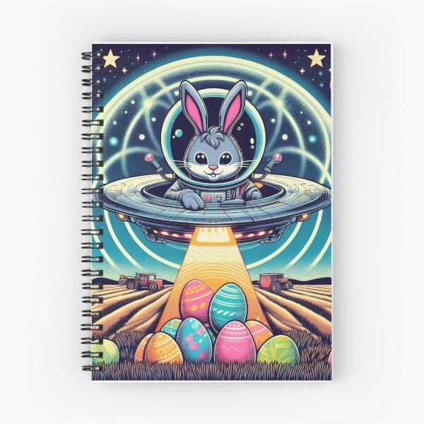 Item preview, Easter Funny animals UFO rabbit with flying saucer collects Easter eggs    designed and sold by Expressions-Sel.