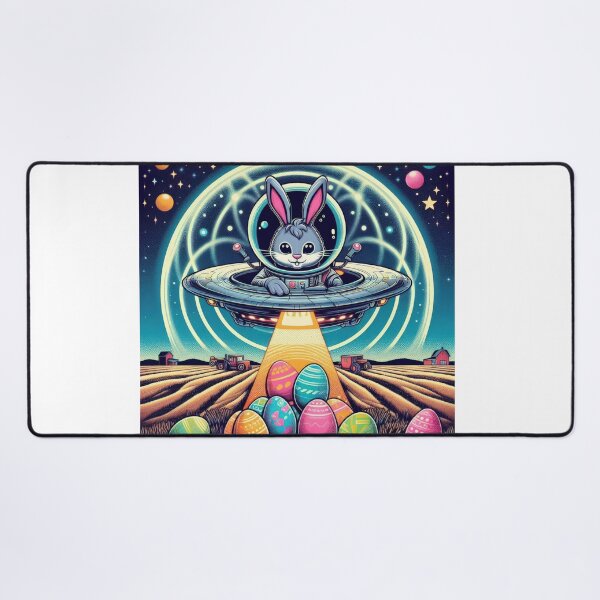 Item preview, Easter Funny animals UFO rabbit with flying saucer collects Easter eggs    designed and sold by Expressions-Sel.