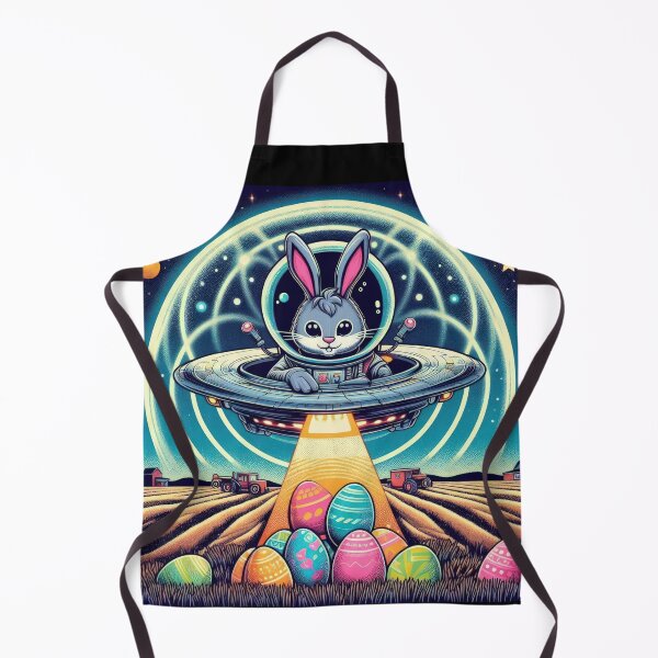 Item preview, Easter Funny animals UFO rabbit with flying saucer collects Easter eggs    designed and sold by Expressions-Sel.