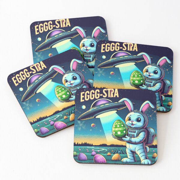 Item preview, UFO rabbit in a spacesuit with an easter egg Easter Funny animals designed and sold by Expressions-Sel.