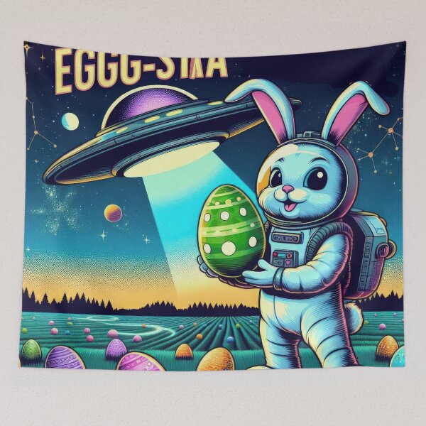 Item preview, UFO rabbit in a spacesuit with an easter egg Easter Funny animals designed and sold by Expressions-Sel.
