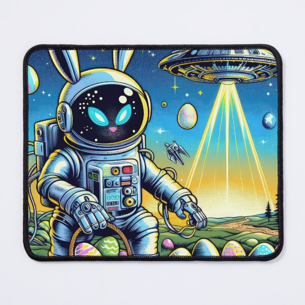 Item preview, UFO rabbit in a spacesuit collects Easter eggs Easter Funny animals designed and sold by Expressions-Sel.