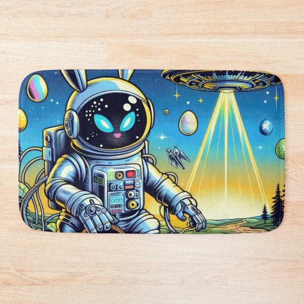 Item preview, UFO rabbit in a spacesuit collects Easter eggs Easter Funny animals designed and sold by Expressions-Sel.