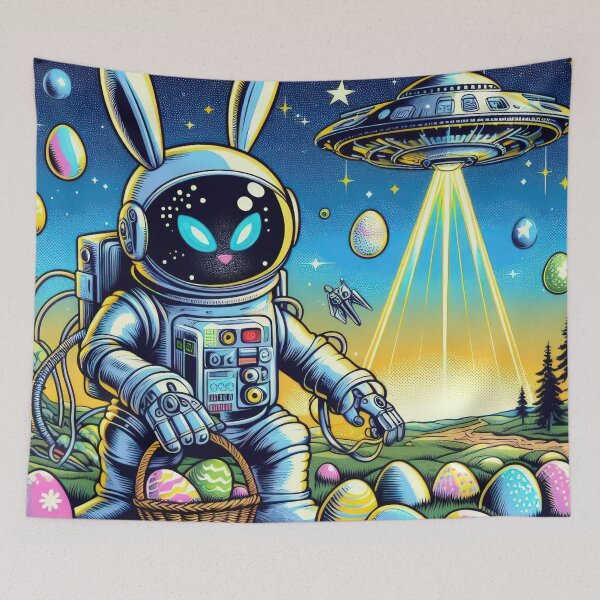 Item preview, UFO rabbit in a spacesuit collects Easter eggs Easter Funny animals designed and sold by Expressions-Sel.