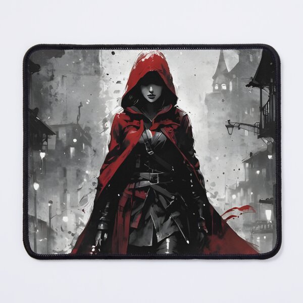 Item preview, Female Assassin in Red Cape - Dark Urban Ink Art designed and sold by ByteyCreatives.