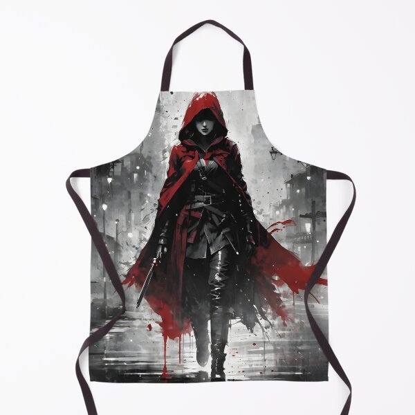 Item preview, Female Assassin in Red Cape - Dark Urban Ink Art designed and sold by ByteyCreatives.