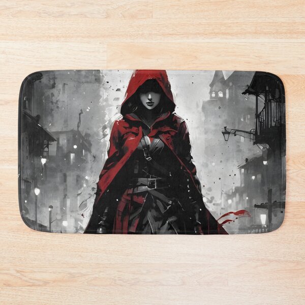 Item preview, Female Assassin in Red Cape - Dark Urban Ink Art designed and sold by ByteyCreatives.