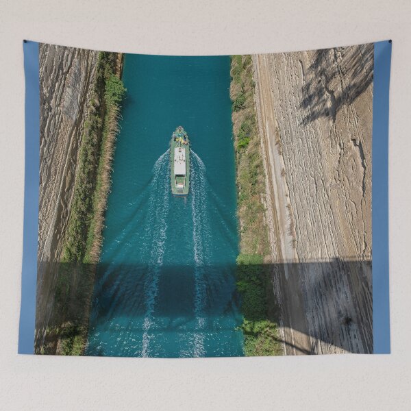 Item preview, Boat in the canal of Corinth, Peloponnese, Greece designed and sold by Photopat.