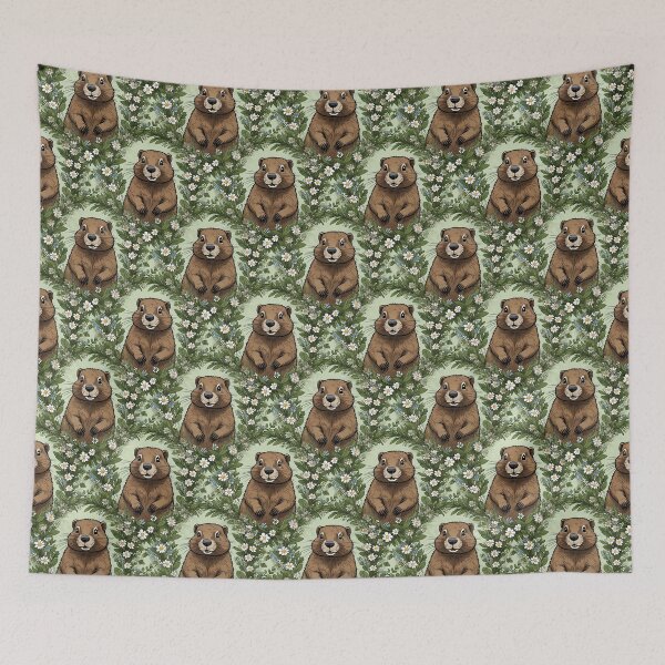 Item preview, Massachusetts Mayflowers and Groundhog Woodchuck Pattern 2  designed and sold by taiche.