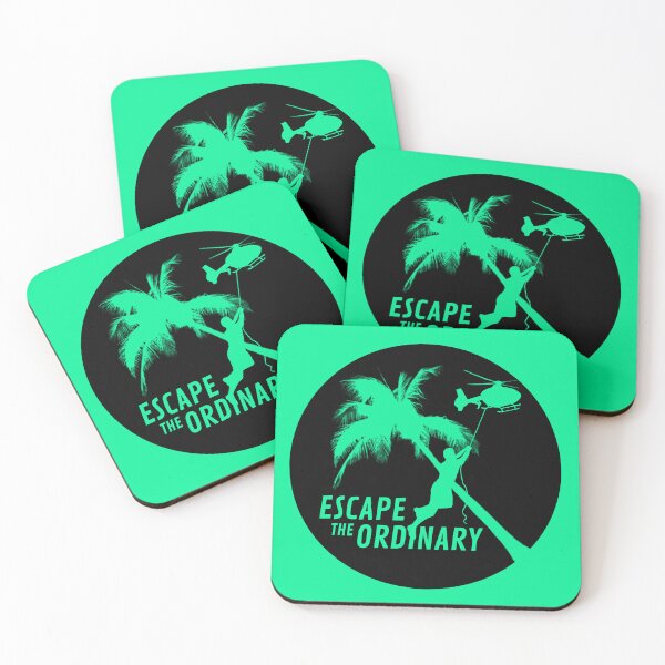 Item preview, Escape The Ordinary - Helicopter Rescue Art Print with Negative Palm Tree designed and sold by Justin Pierce.