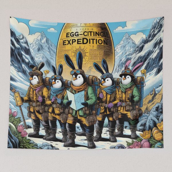 Item preview, penguin expedition for the golden easter egg Easter Funny animals designed and sold by Expressions-Sel.