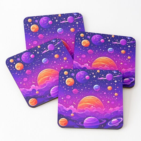 Item preview, Galactic Universe: Orange & Purple Planets designed and sold by Health And Fitness Posts e-Store.