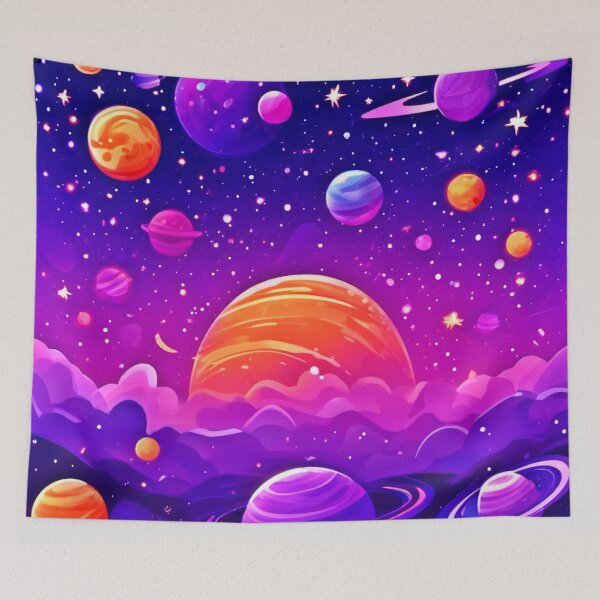 Item preview, Galactic Universe: Orange & Purple Planets designed and sold by Health And Fitness Posts e-Store.